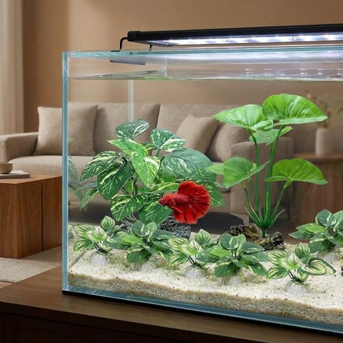 Image of 10 PCS Aquarium Decorations Silk Aquarium Plants Betta Fish Tank Decor Artificial Fish Tank Decorations Plants for Betta, Goldfish, Turtle & Reptile Tanks Ornament Accessories