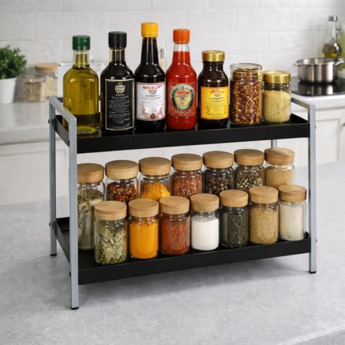 Image of THEODORE 2 Layer Plastic Vegetable Trolley Rack for Kitchen Storage Vegetable Organizer, Vegetable Stand for Kitchen Basket, Storage Racks (Grey, 2 Layer)