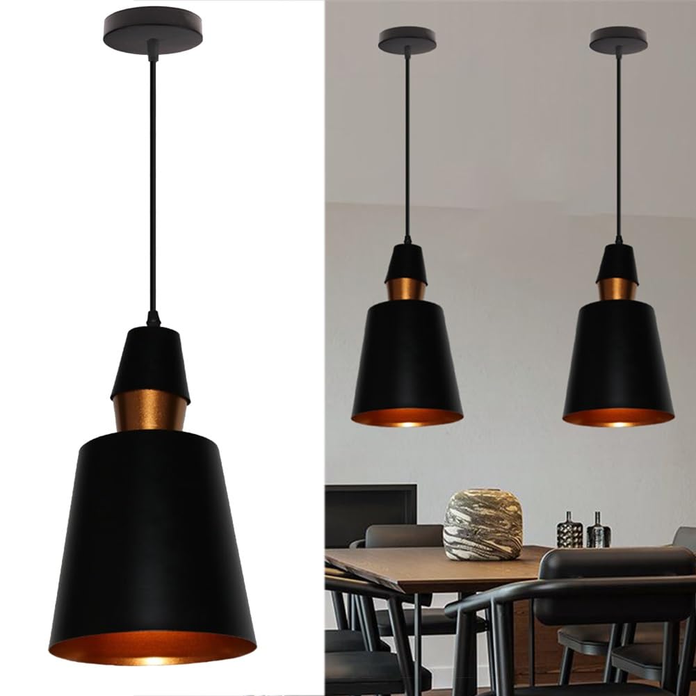 Lámpara colgante de hierro negro E27 de un cabezal con cadena ajustable para isla de cocina