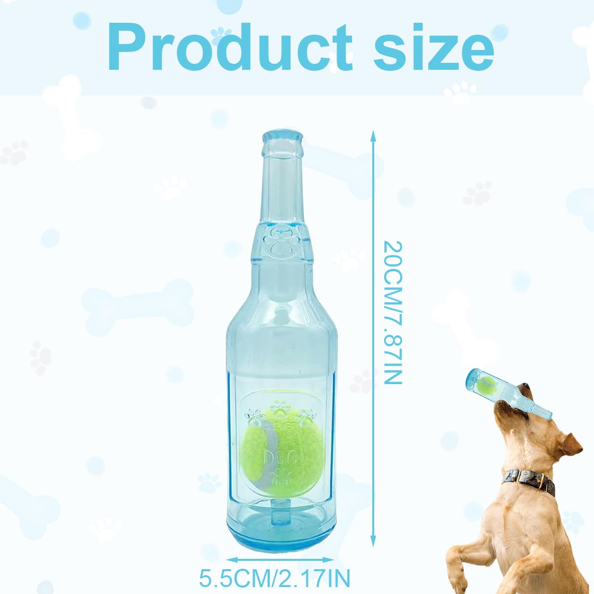 QianDanS Dog Chew Toys with Tennis Ball Squeaky Toys Outdoor Dog Toys for Teething Training, Stress Relief (Blue) - Image 2