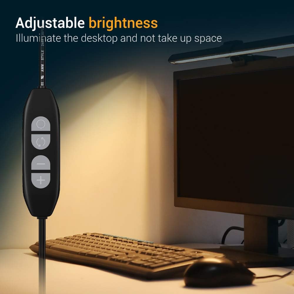 Exclusive Discount 60% Price Quntis e-Reading LED Monitor Light Bar with No Screen Glare for Eye Caring, USB Powered Computer Monitor Lamp Save Desk Space, 3 Lighting Modes with 10 Brightness Levels Office Home Desk Lamp, Black