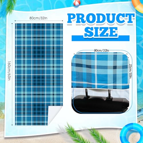 Image of Hahafelt 2 Pack Car Seat Towel Cover with Storage Bag, Blue Plaid | 63 x 32 in Car Towel Seat Cover Non Slip Waterproof, Gym Workout Swimming Running, Machine Washable Sweat Absorbent Protector