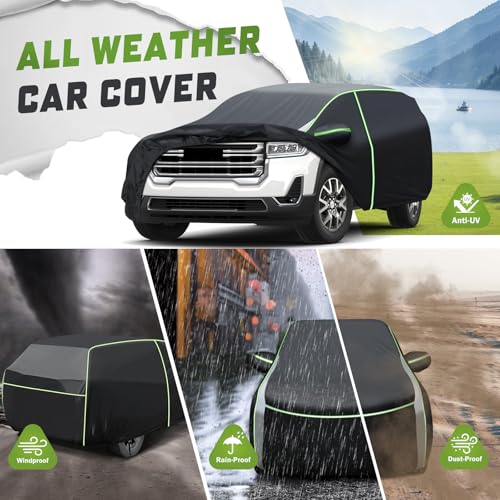 Image of Mixsuper Liner Car Cover for GMC Acadia 2007-2026, Waterproof Car Cover Accessories for Acadia with Zipper Door, Windproof Straps, Reflective Strips, Anti-UV, All Weather