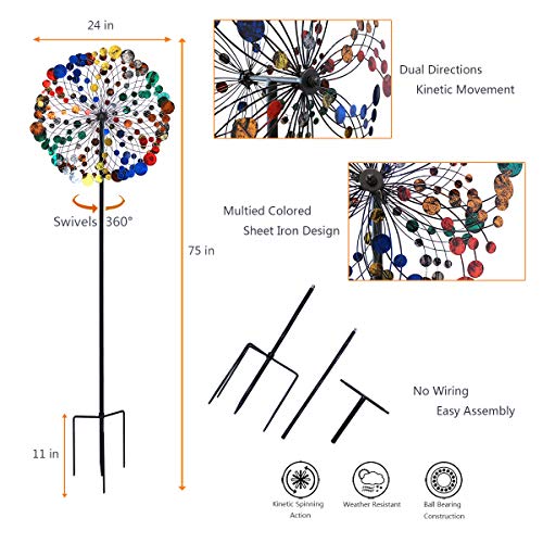 WinWindSpinner Kinetic Wind Spinners Outdoor Metal Yard Spinner with Gardening Decorations with Dual Direction Decorative Lawn Ornament Wind Mills (WWR-018) - Thumbnail 3