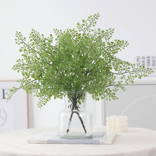 4Pcs 15.35 Artificial Maidenhair Fern Plants Green Realistic Plastic Faux Maiden Hair Fern Stems Fake Bush Greenery Plant for Indoor Outdoor Wedding Office Home Decoration