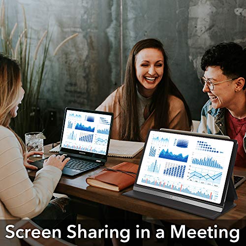 Portable Monitor - Lepow 15.6 Inch Full HD 1080P USB Type-C Computer Display IPS Eye Care Screen with HDMI Type C Speakers for Laptop PC PS4 Xbox Phone Included Smart Cover