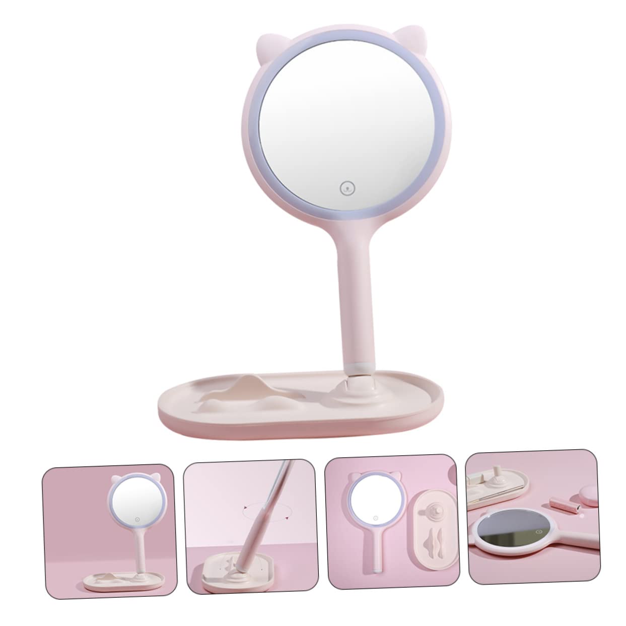 Healvian Specchio Trucco LED Touch, Doppio Lato ad Alta Definizione, Ricarica USB 1200 Mah, Portatile da Tavolo per Trucco Quotidiano