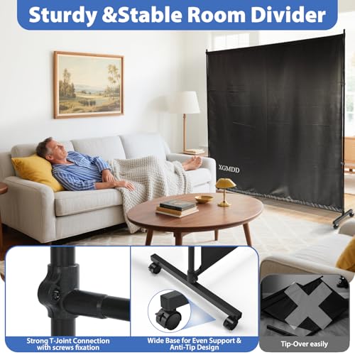 Room Divider, 73x75inch Large Single Panel Privacy Screen with Wheels,Thickened Fabric,Portable Partition Wall for Room Separation,Freestanding Room Separator for Indoor Office,Bedroom,Outdoor Patio by XGMDD - Used condition - Image 3