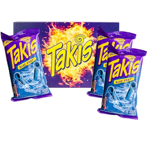 Takis Blue Heat – Pack de 3 (3 × 100 g) – crujientes chips de maíz enrolladas con intenso sabor a chile y lima – azules, atrevidas y perfectas para los amantes del picante