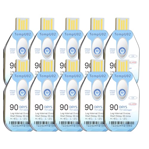 Image of Tzone Disposable Temperature Data Logger USB 90 Days Temp Recorder 10 Packs | PDF Report,Single Use Thermometer Recording Datalogger,for Cold Chain Transport Shipping Freezer Lab Storage,IP67 Waterproof