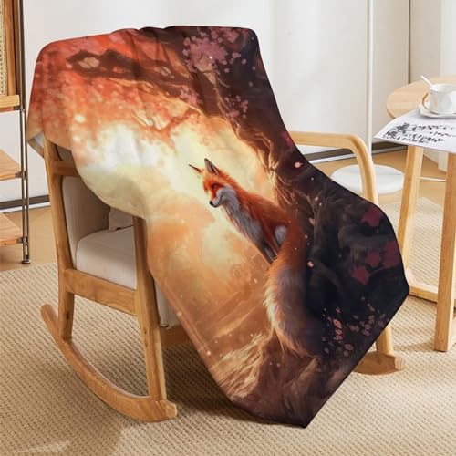 Couverture renard en flannel de qualité supérieure et housse de fauteuil douce