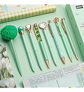 WEMATE 8Pcs Ballpoint Pens Set,Ballpoint Pen Bling for Women,Girly Pens,Black and Blue Ink Ball P...