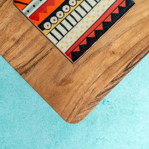Image of Elegant Kala Acacia Wood Riser with Ceramic and Metal Feet - Handcrafted Home Decor Stand for Shelves and Tables, Beautifully Designed for Superior Aesthetic Appeal