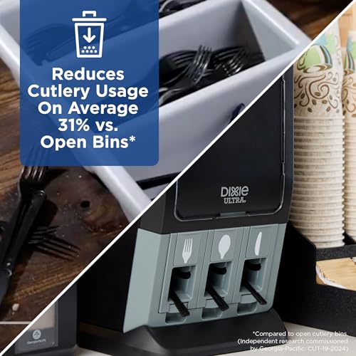 Image of DIXIE ULTRA SMARTSTOCK MINI TRI-TOWER CUTLERY DISPENSER BY GP PRO (GEORGIA-PACIFIC), SERIES-T, BLACK, DUSSTDSP3MINI