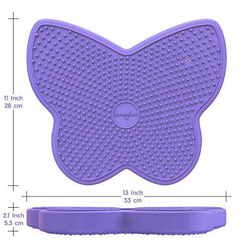 Image of Shaped Wiggle Seats by Bouncyband-Purple Butterfly, 13 inchx11 inchx2.2 inch-Inflatable Sensory Cushion for Kids, Improves Student Productivity and Focus, Comes with Easy-Inflation Pump to Customize Firmness