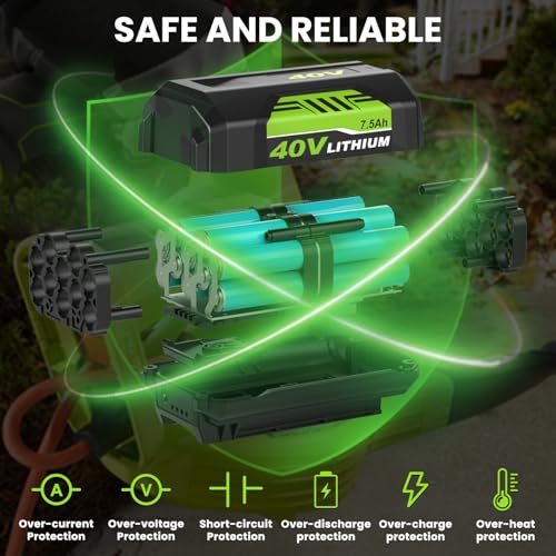 Image of 2Pcs 7.5Ah OP4026 Replacement for Ryobi 40V Batteries(7.5Amps-2P) | Compatible with Ryobi 40V Battery OP4040 OP40404 OP40201