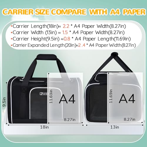 Petskd-Length-Expandable-Pet-Carrier-18x13x95-Inches-Southwest-Allegiant-Airline-Approved-Soft-Pet-Travel-Carrier-for-Small-Cats-Dogs-with-Zipper-Locks-and-Anti-Scratch-MeshBlack Petskd Length Expandable Pet Carrier 18x13x95 Inches Southwest Allegiant Airline Approved Soft Pet Travel Carrier for Small Cats Dogs with Zipper Locks and Anti Scratch MeshBlack