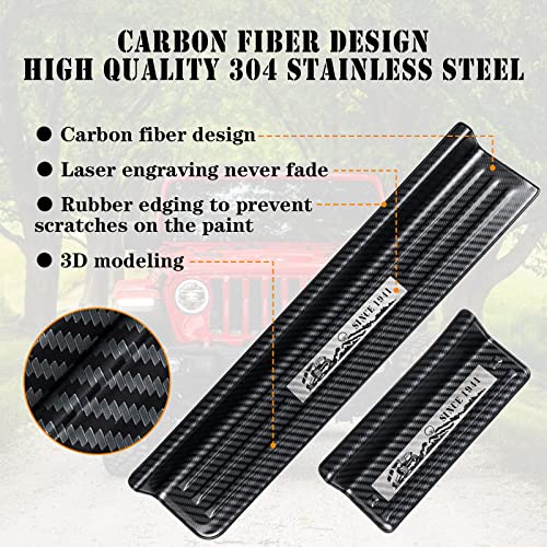 Rowa Door Sill Guards For Jeep 2018-2023 Wrangler Jl Jlu & 2020-2022 Gladiator Jt, Carbon Fiber Pattern 304 Stainless Steel Door Entry Guard Full Coverage For Door Sill Protector (Patent Design) #TOP3