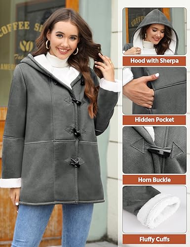 Yuson Girl Sherpa Fleece Jackets Winter Hoodies For Women Hooded Thicken Overcoat Parka Faux Suede Long Pea Coat Outerwear3