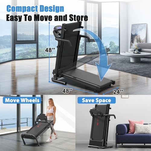 Image of GOWE Foldable Treadmill for Home, 2.5HP Portable Treadmill with Handles, 300 lbs Capacity, APP Control & LED Display - Folding Walking Pad for Fitness