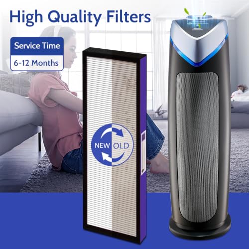 Image of FLT4850PT True HEPA Replacement Filter B with Pet Pure Treatment for AC4825 | Compatible with GermGuardian Air Purifier AC4850PT AC4880W AC4825 AC4825E AC4825W AC4900, 4 True HEPA & 4 Carbon Pre-Filters
