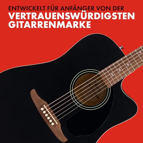 Fender California Debut Redondo Dreadnought mit Cutaway CE-Akustikgitarre, Fichtendecke, schwarzem Schlagbrett, Black
