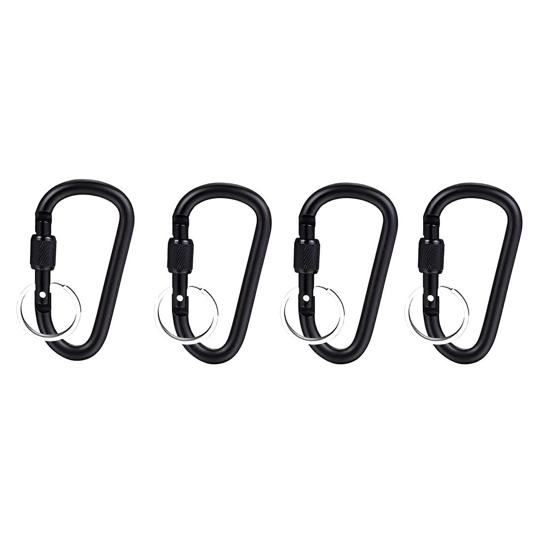 Stealodeal Black Carabiner Aluminium Screw Locking Spring Clip Hook Outdoor D Shaped with Silver Keyring (Pack of 4) (B0BBW4YTTP) Amazon Price History, Amazon Price Tracker
