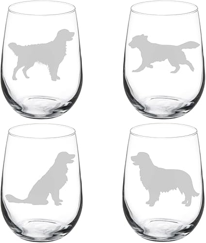 Miniatura 2 de Set of 4 Wine Glass Goblet Golden Retriever Collection (10 oz)