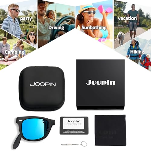 Image of Joopin Square Sunglasses Polarized UV400 Designer Sun Glasses Men Women | Oversized, Plastic Frame, Retro, Vintage, Unisex, Trendy Shades for Driving, Party, Fishing, Business, Costume