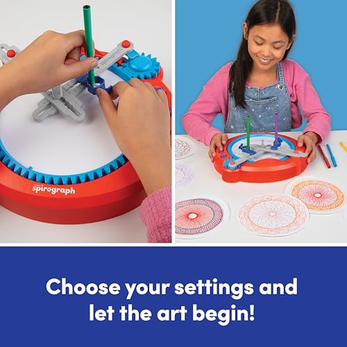 Image of Spirograph Electric Machine - Arts and Crafts, Kids Toys, Art Supplies, Craft Supplies, Drawing Kit, Spiral Art, Classic Gear Design Kit, Case, Pens, Design Sheet Included, Ages 8+
