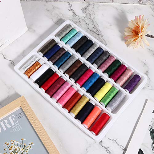 Kit de 39 piezas de hilo para coser, hilo de poliéster para máquina de coser y bordado, suministros para bordado, acolchado a mano y manualidades DIY miniatura 4