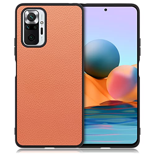 LOOF LUXURY-SHELL �{�v ���U�[ �X�}�z�P�[�X for Xiaomi Redmi Note 10 Pro �p �P�[�X �J�o�[ �X�g���b�v�z�[�� �V���v�� �ϏՌ� ���^ �y�� leather [�t���~���S]
