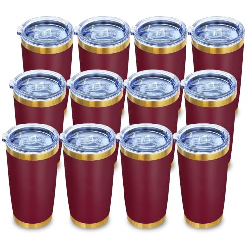 Image of 20 oz Insulated Tumblers Bulk with Lid Stainless Steel Tumbler,12 Pack