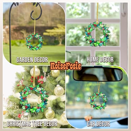 Couronne de houx holographique d'exception suspension Noël