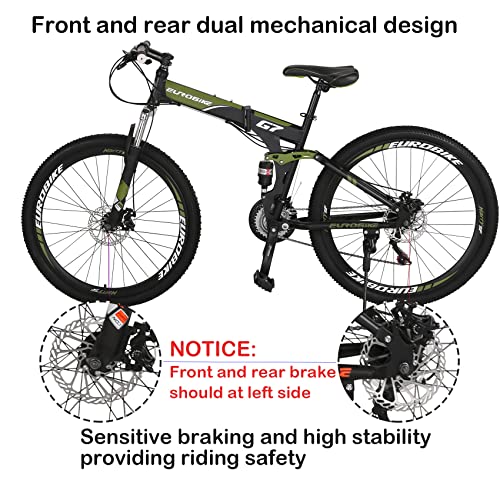 Eurobike G7 Folding Mountain Bike, 21 Speed Full Suspension Mountain