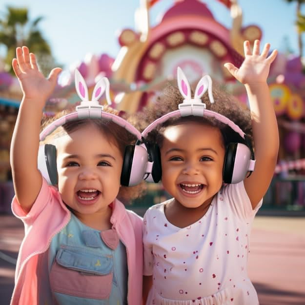 Miniatura 2 de clawster Protección auditiva rosa para bebés y niñas, orejeras ajustables con reducción de ruido de 27 dB, accesorio divertido y lindo para niños de