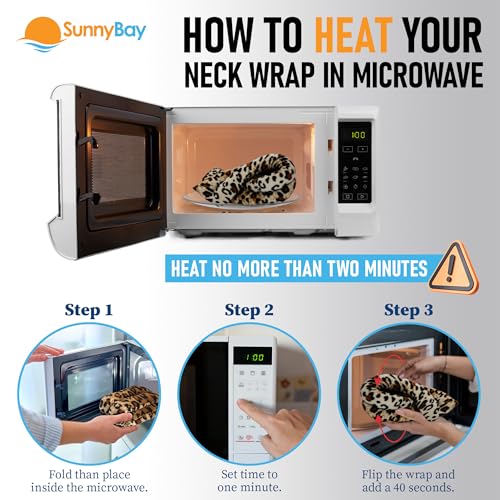 Image of SunnyBay Microwave Heating Pad, Microwavable Heated Neck and Shoulder Wrap, Weighted Hands-Free Beanbag Pack with Wide Neck Coverage, 2.5 lbs, 26 Inches Long-Length, Leopard