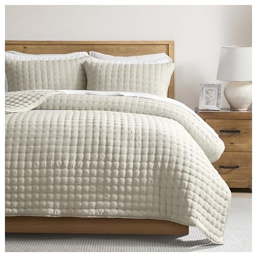 WDCOZY Beige Queen Size Quilts Bedding Sets with 2 Pillow Shams, Neutral Lightweight Soft Bedspread Coverlet, Quilted Blanket Thin Comforter Bed Cover for All Season, 3 Pieces, 90x90 inches