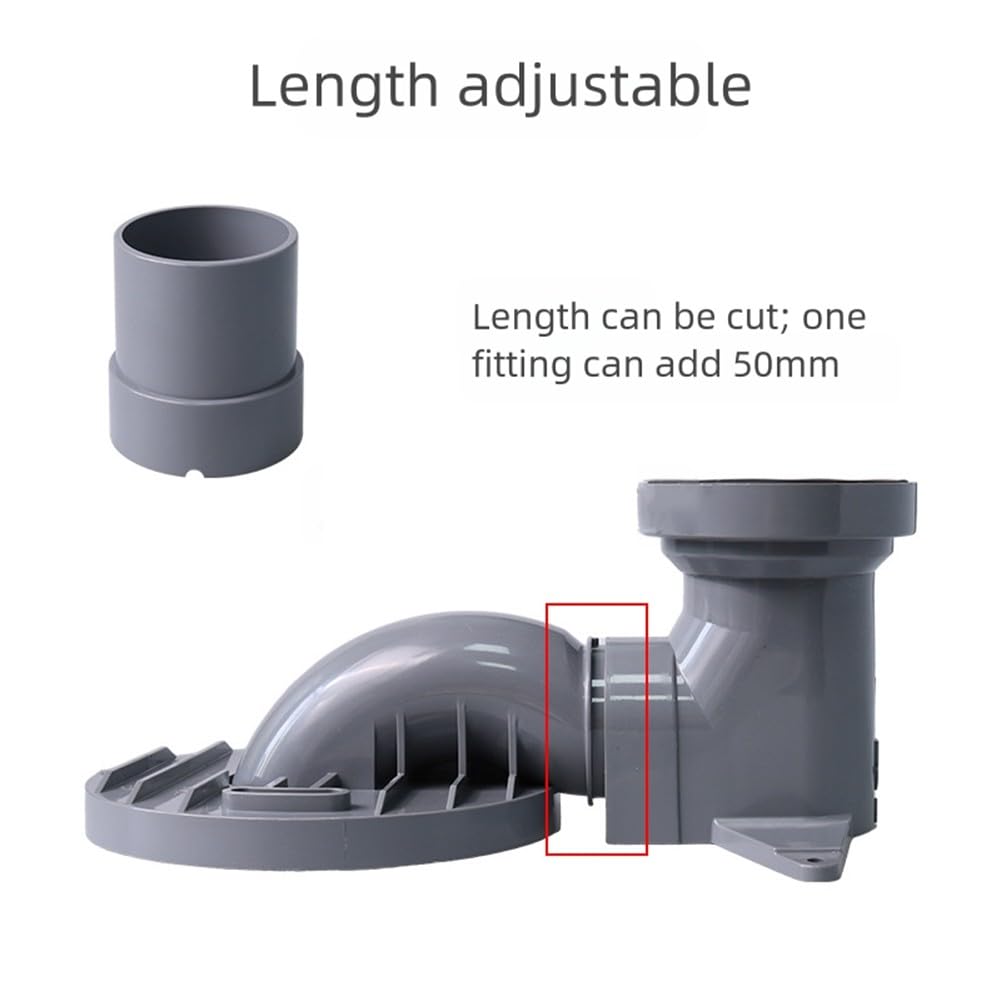 ReachMall Toiletten-Siphon-Schalthebel, PVC, verstellbar, rohrsicher, auslaufsicher, für 110 mm Auslass, für intelligente Toilette, Badezimmer, Renovierung, platzsparend