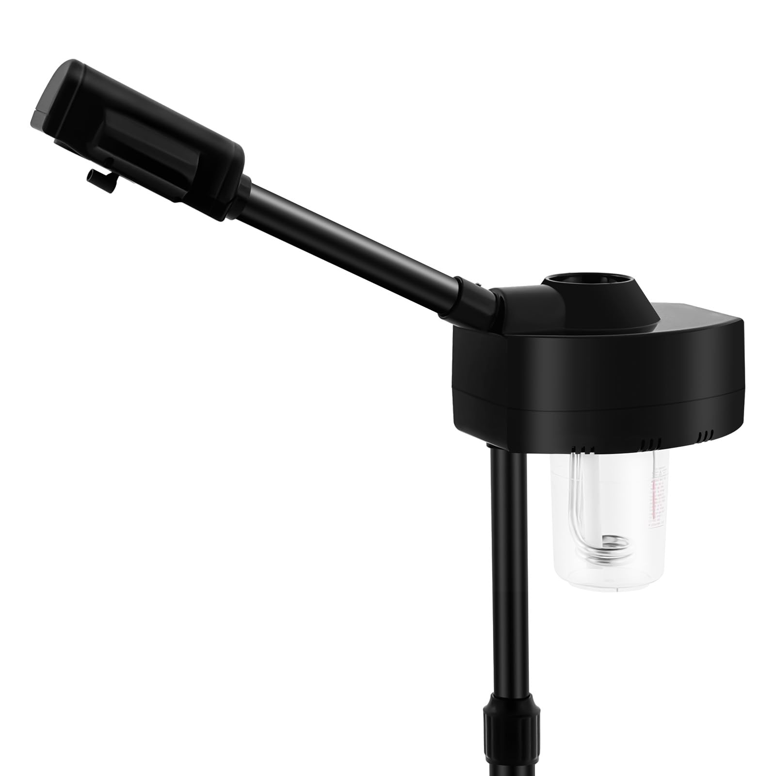Vaporizador Facial con Ruedas, Cabezal Giratorio de 360°, Altura Ajustable 10-20cm, Negro