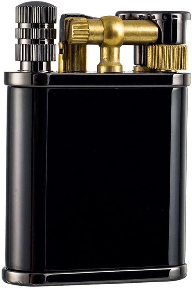 Retro 2-in-1 Kerosene Match Lighter, Grinding Wheel Ignition, Soft Flame, for Outdoor Hiking, Picnics, Camping and Hiking(Black)