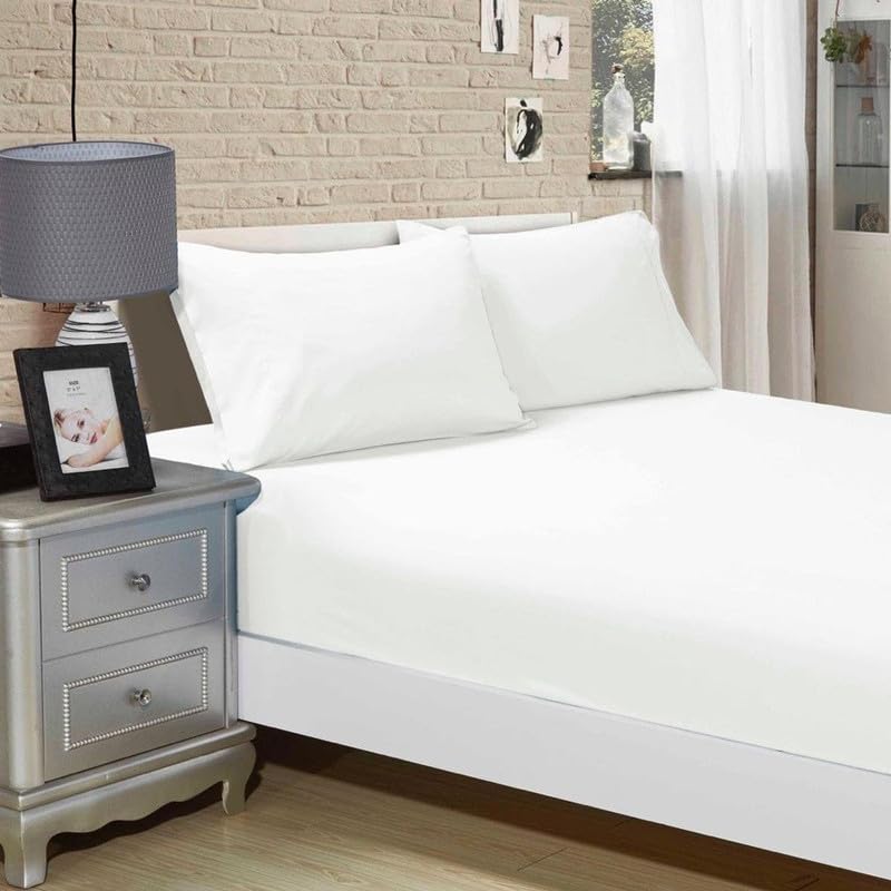 DTEX HOMES 3 Piece Sheet Set Super King Fitted Sheet with 2 Pillowcases 800 Thread Count 100% Egyptian Cotton Extra Deep Pocket 40cm/16 inch Bed Sheets (Super King-White)