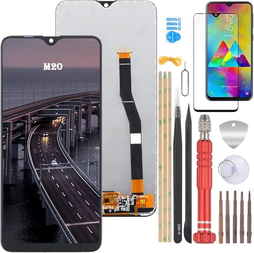YHX-OU 6.3' per Samsung Galaxy M20 2019 M205 M205F di Riparazione e Sostituzione LCD Display Touch Screen Digitizer+ con Utensili Inclusi +1 Piece Vetro temperato(AMOLED-Nero)