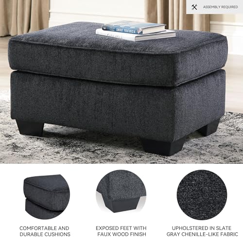 Image of Signature Design by Ashley Rectangular Chenille Living Room Ottoman, Gray