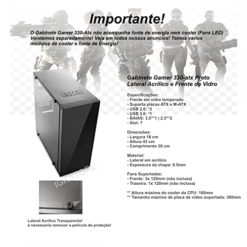 Gabinete Gamer Brazil Pc Bpc 330atx Preto S Fonte C Lateral Acr lico