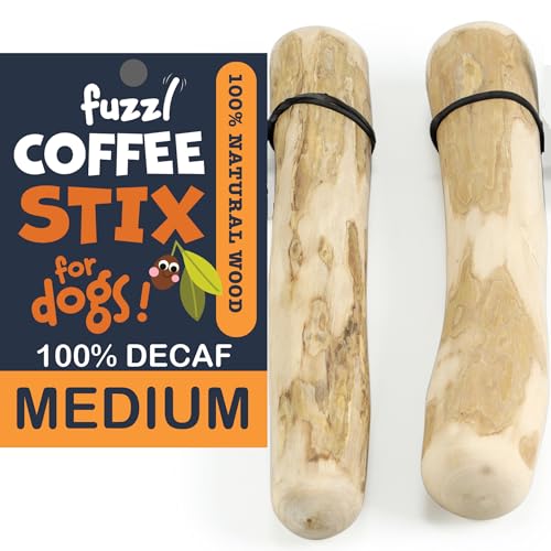 Fuzzl Coffee Stix Medium 2 Pack Dog Chew Toy Coffee Wood - Natural Chews Tough Toys Long Lasting Dog Chew Toys for Aggressive Chewers Strong Durable