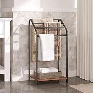 Hoobrofreestandingtowelrack4tierblanketrackstand163lx112wx313hblanketladderholderquiltrackdryinganddisplayracklivingroombathroomrusticbrownandblackbf64lb01 Urban Country Home Decor Hoobro freestanding towel rack 4 tier blanket rack stand 163l x 112w x 313h blanket ladder holder quilt rack drying and display rack living room bathroom rustic brown and black bf64lb01 urban country home decor
