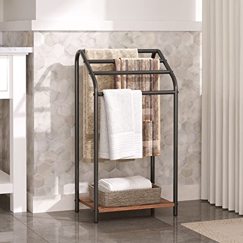 Hoobrofreestandingtowelrack4tierblanketrackstand163lx112wx313hblanketladderholderquiltrackdryinganddisplayracklivingroombathroomrusticbrownandblackbf64lb01 Urban Country Home Decor Hoobro freestanding towel rack 4 tier blanket rack stand 163l x 112w x 313h blanket ladder holder quilt rack drying and display rack living room bathroom rustic brown and black bf64lb01 urban country home decor