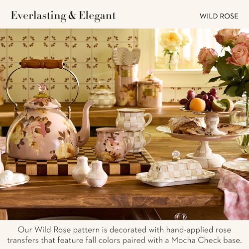 Image of MACKENZIE-CHILDS Pedestal Platter, Mini, Wild Rose Mauve
