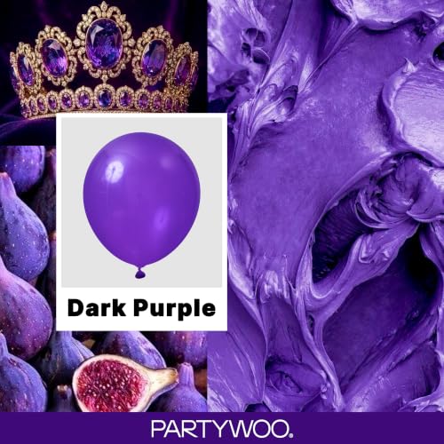 Image of PartyWoo Dark Purple Balloons 140pcs Different Sizes of 18 12 10 5 Inch Royal Purple Latex Balloon Arch Kit for Birthday Baby Shower Graduation Anniversary Bachelorette Party Decorations Purple-Y16